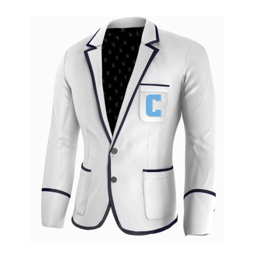 Adé Lang Columbia University Legacy Blazer - White with Navy Blue edging and Embroidered C